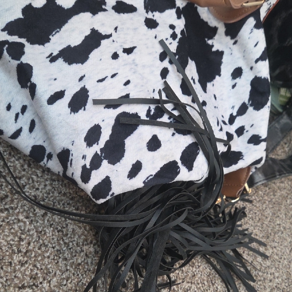 Stylish Black and White Fringe Women's Bag